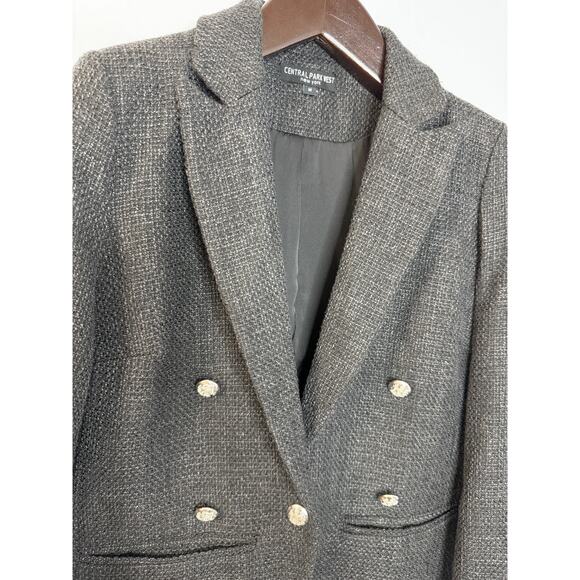 Central Park West Clarke Tweed Double Breasted Blazer Women's M Charcoal Black - Picture 10 of 15